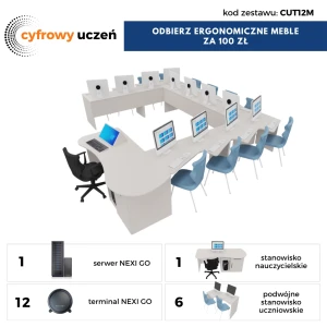 Pracownia Terminalowa AI Ultra Silence NEXINEO 12 stanowisk+komplet mebli ergonomicznych z krzesłami za 100 zł
