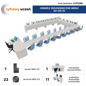 Pracownia Terminalowa AI Ultra Silence NEXINEO 22 stanowisk+ komplet mebli ergonomicznych z krzesłami za 100 zł