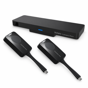 INNEX Connect Pro+ z 2 przyciskami Connect Pro Button – zestaw do bezprzewodowej prezentacji 4K i wideokonferencji BYOM