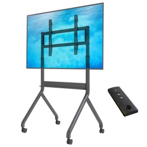 Elektryczny stojak mobilny do monitorów interaktywnych i TV 75–90″, udźwig 90,9 kg, pilot